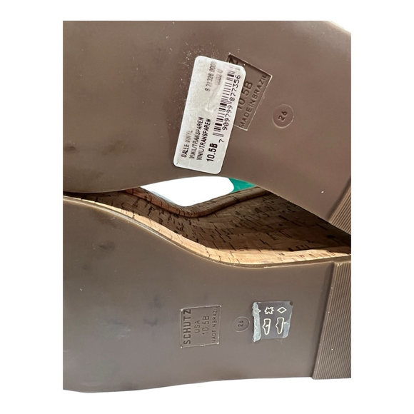 Schutz Size 10.5 Women's Dalle Vinyl Cutout Platform Wedge Sandals Cork NEW - Picture 11 of 11